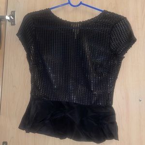 Bebe peplum top , see through , chiffon bottom